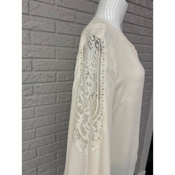 Talbots Women Cream Lace Long Sleeve Button Up Blouse Size M - Picture 4 of 8